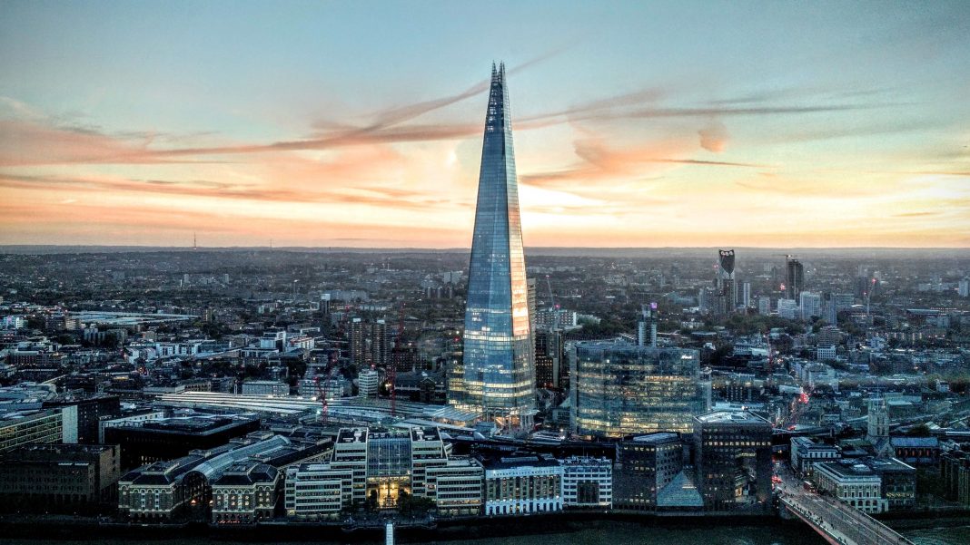 London skyline at sunset