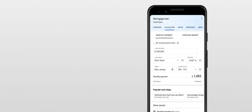 Google's mortgage tool